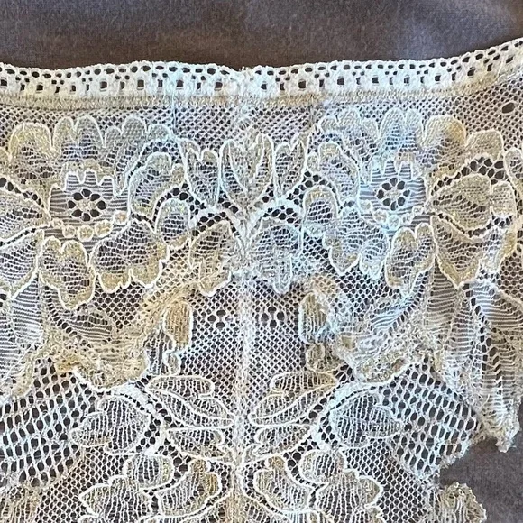 SOMA 2 Pc Lace-Trim Camisole : Pajama Set in Taupe and Ivory w Metallic Gold - Picture 5 of 13